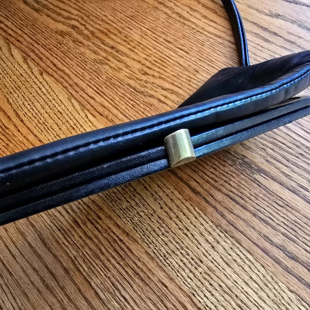 Leather HOBO Navy Clutch Architectural Wristlet Large
